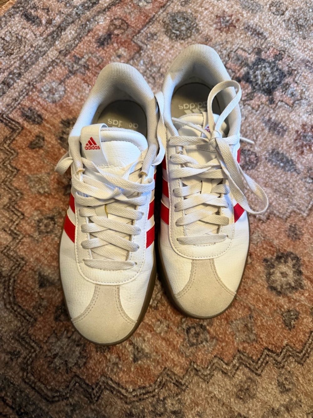 adidas White and Red Low-Top Sneakers